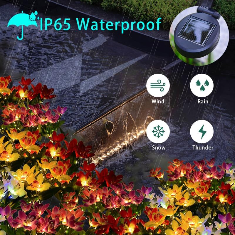 1 шт. Солнечные лампы для орхидей, светодиодные солнечные наземные лампы, искусственные цветы, газоны, светильники для патио, двора, сада, рождественского украшения