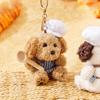 Fluffy Chef Style Dog Plush Keyrings Soft Stuffed Animals Backpack Keyrings  Hanging Accessory