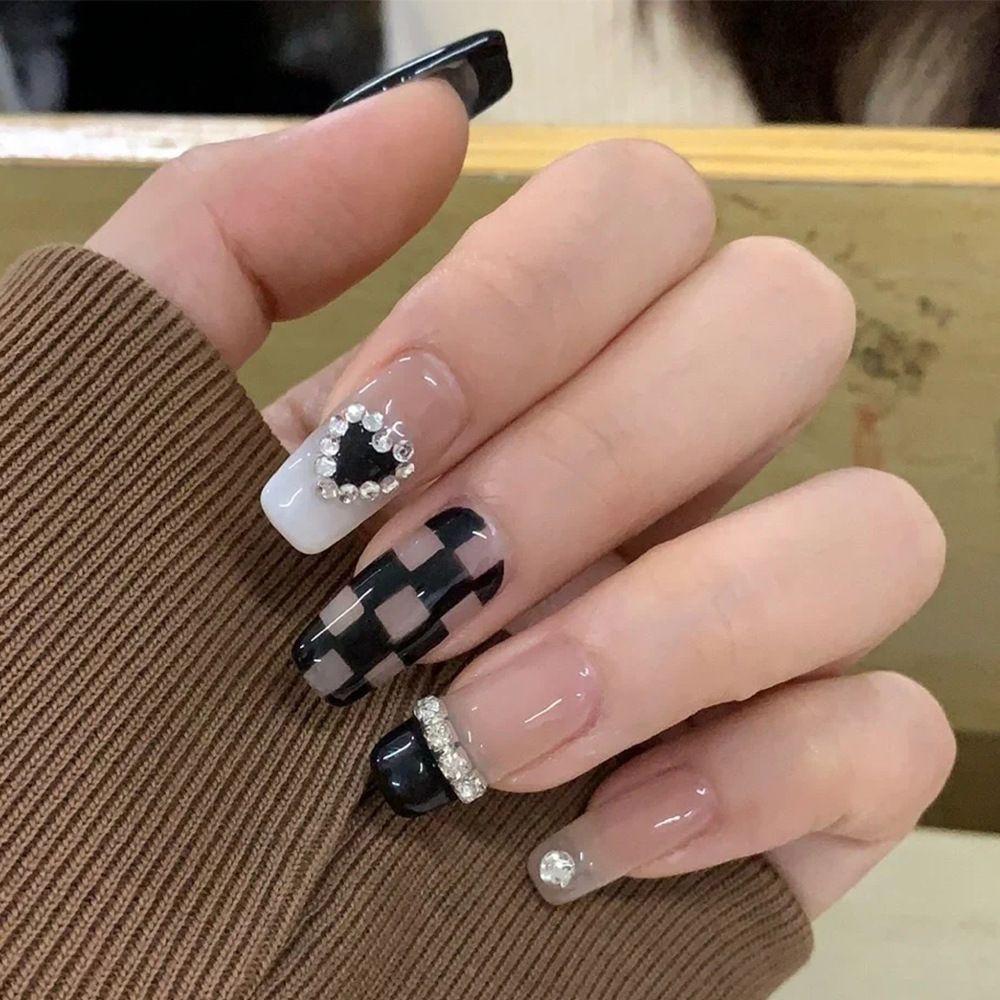 Black White Lattice Checkerboard Nail Stickers Nail Foils Nail Art Decorations Nail Art Stickers