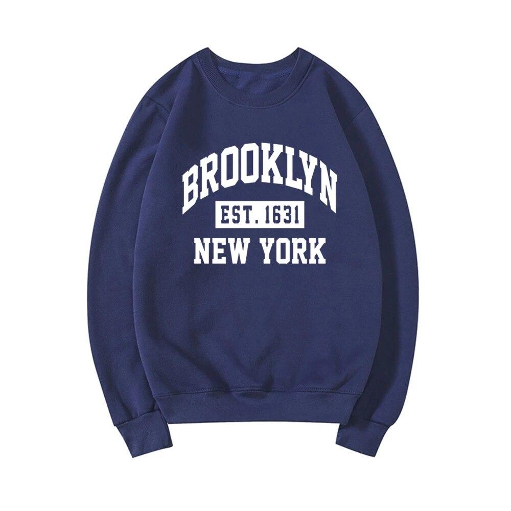 Толстовка с рисунком Brooklyn NYC с надписью Brooklyn New York Рубашки с капюшоном Нью-Йоркский подарок Осенний пуловер унисекс Повседневная уличная толстовка унисекс