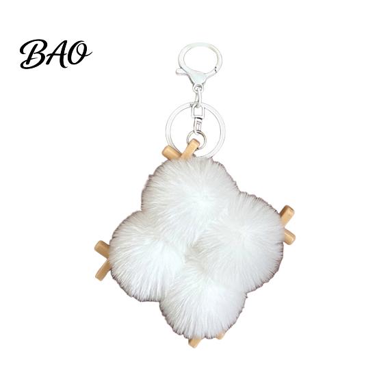 Fermented Doufu Bag Charm Bean Curd Plush Keychain, Fluffy Backpack Decoration Accessories with Keyring, Handbag Purse Keyring