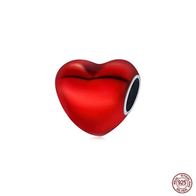 Новые стерлингового серебра 925 пробы красного цвета, подвески в форме сердца, бусины, ювелирные изделия на удачу, подарки