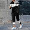 Fashion Splicing Color 3D Printing Men's Sportswear Set Casual Long-sleeved Pants 2-piece Set Oversized Pullover Men's Clothing