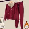 Winter Warm Tracksuit Pants Sets Thick Joggings Lambwoolen Oversize Sweatsuit Fashion Fleece Sweatshirt Tow Piece Outfits