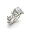 New Women's Silver Plated Olive Leaf Engagement Ring with Blue Pink Green Cubic Zirconia Wedding Band Jewelry