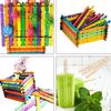 50Pcs/Set Creative Handicraft Making Ice Cream Stick DIY Natural Wood Ice Pop Stick Craft Tools