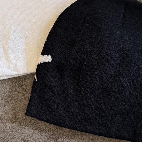 Winter Knitting Hat Letter Print Windproof Warm Hat Soft Elastic Design Brimless Autumn Winter Hat Outdoor Wear