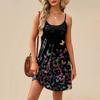 Fashion Women Summer Dress Vintage Floral Print Adjustable Spaghetti Straps Beach Vacation Casual Dress With Pockets