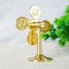 Brass Windmill Model Statue Luck Wealth Prosperities Metal Pinwheels Sculpture