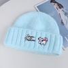Source new cat letter embroidery knitted wool hat women's autumn and winter flanged warm cold hat stack hat