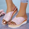 Fashion 2024 Hot Sale Shoes Female Open Toe Women's Slippers Summer Solid Outdoor Casual Beach Platform Wedge Heel Large Size Slippers