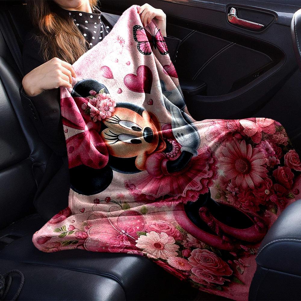 1pc Pink, butterflies, and cute Minnie Mouse blanket Lightweight Flannel Throw for Sofa Bed Travel Camping Livingroom Office Couch Chair