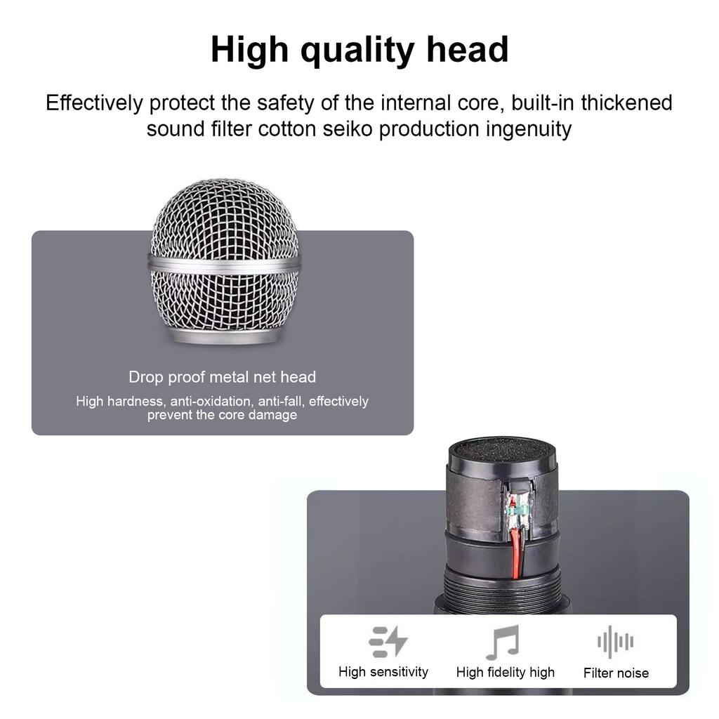 Wireless Microphone Professional UHF Wireless Mic System Handheld Dual Microphone with Receiver