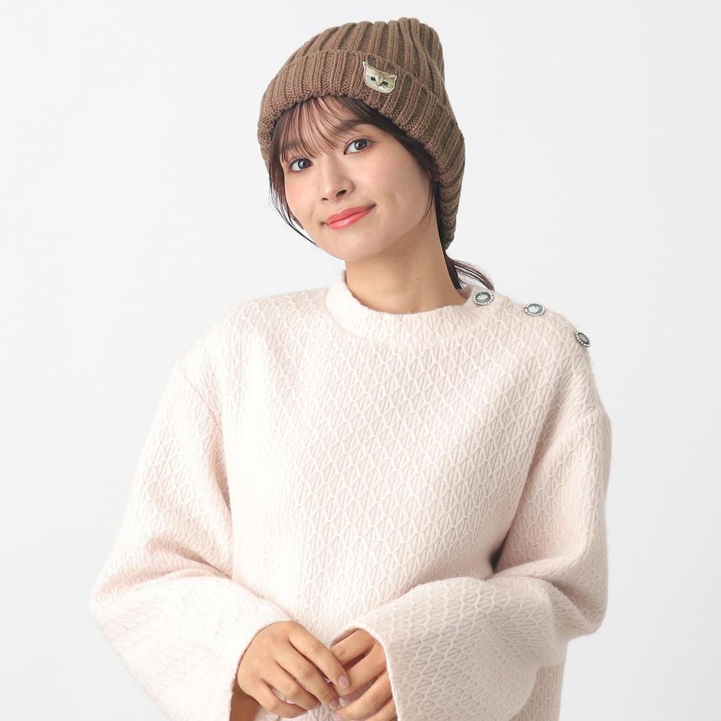 Beanie ACCESSOIRES Hat Knit Hat Logo Nunet Cat 69909 Mocha Brown [Paul & Joe] [Paul & Joe] [Moonbat] Women's