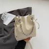 Crossbody Bag Chains Handle Bucket Bags Purse Drawstring Bucket Bag Casual PU Crossbody Bag  Women