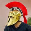 Roman Corinthian Warrior Helmet Reproduction Classic With Red Plume Medieval Spartan Shiny Gold Helmet Halloween Gift