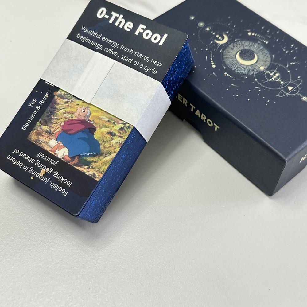 H.ER Tarot японская аниме-тематика 78 шт. карт по мотивам «Ходячего замка» в стиле Ghibli Положительные и отрицательные ключевые слова 12*7 см