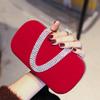 Red Flannel Rhinestone Bag Velvet Evening Purses Crossbody Elegant Party Clutch Bling Shoulder Female Bag Diamond Handbag