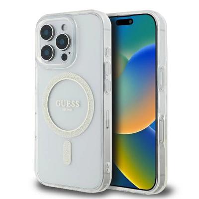 Guess Guhmp16Lhfgeret Iphone 16 Pro6.3 Прозрачный/Транспарентный Жесткий чехол Iml Блестящий Круг Magsafe