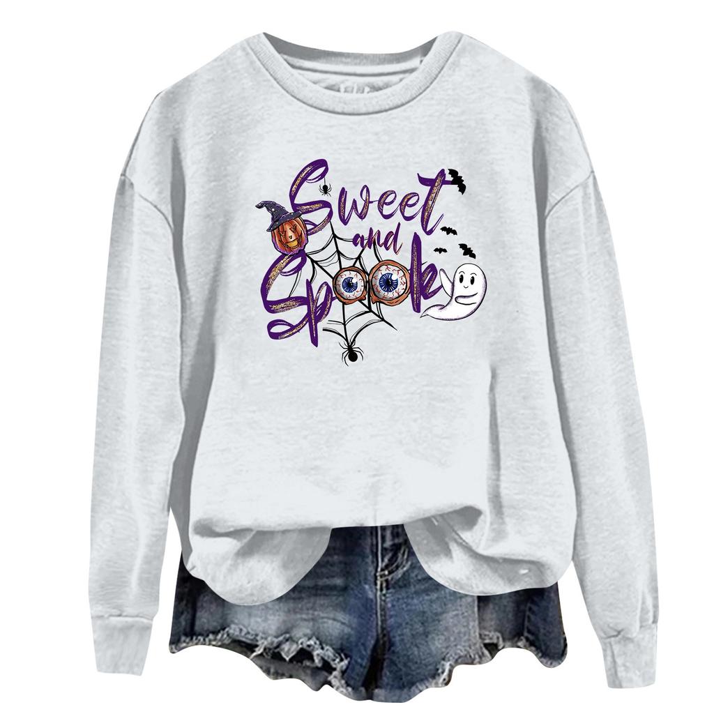 Женская повседневная модная блузка с длинным рукавом и круглым вырезом с принтом