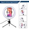 8inch LED Desktop Video Ring Light Selfie Lamp With Desktop Tripod Stand USB Plug For YouTube Tik