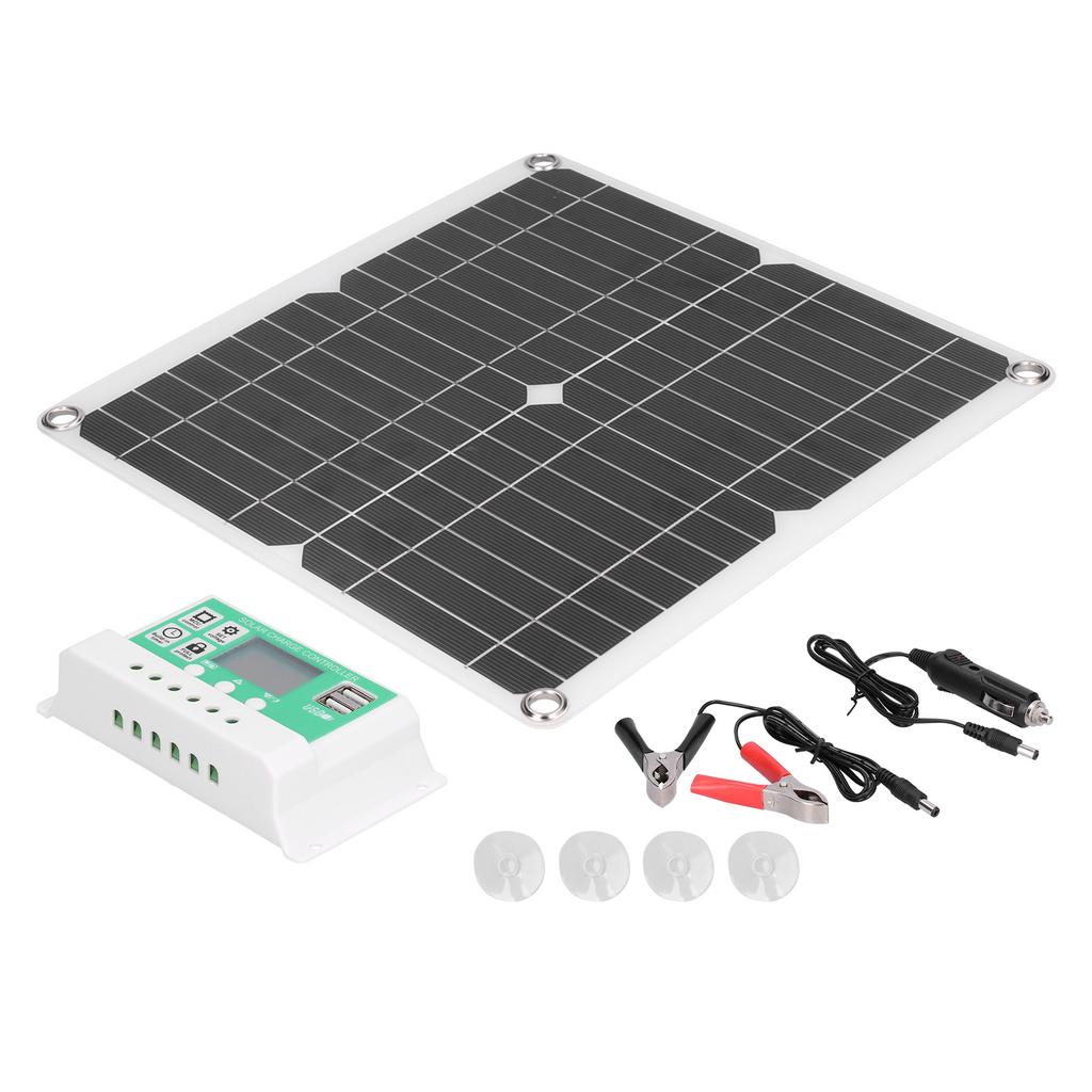 40W 18V Monocrystalline Silicon Flexible Solar Panel with 40A Solar Charge Controller with Dual USB