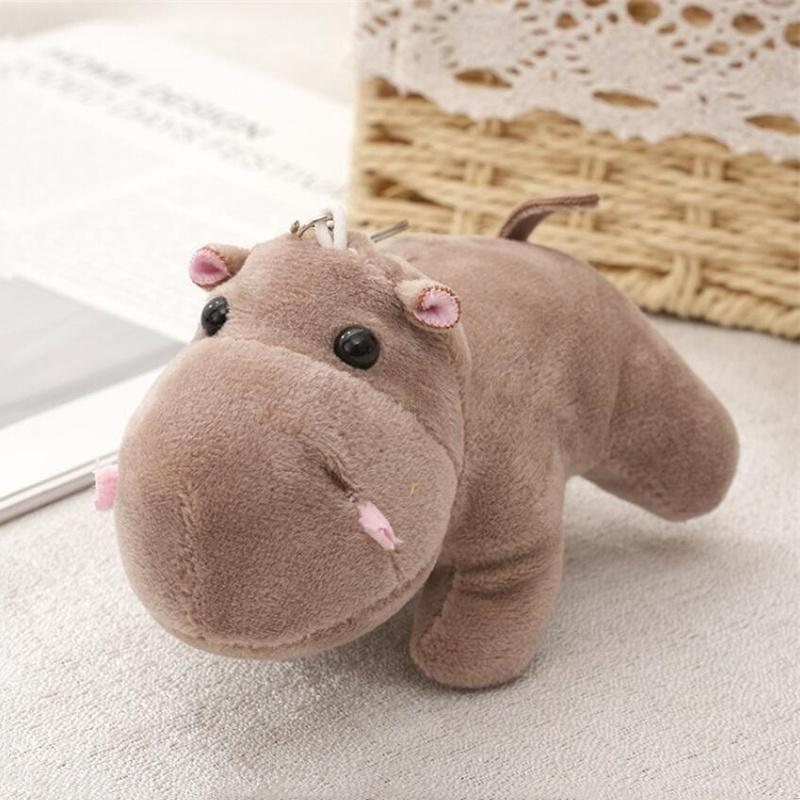 Мультяшная плюшевая игрушка в виде животного, слона, жирафа, бегемота, мягкая сумка, подвесное украшение для детского подарка 15 см