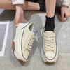 Парусиновые туфли 2025 досуг спортивные весенние туфли на толстой подошве женские туфли новые растворенные белые туфли маффин весеннее увеличение
