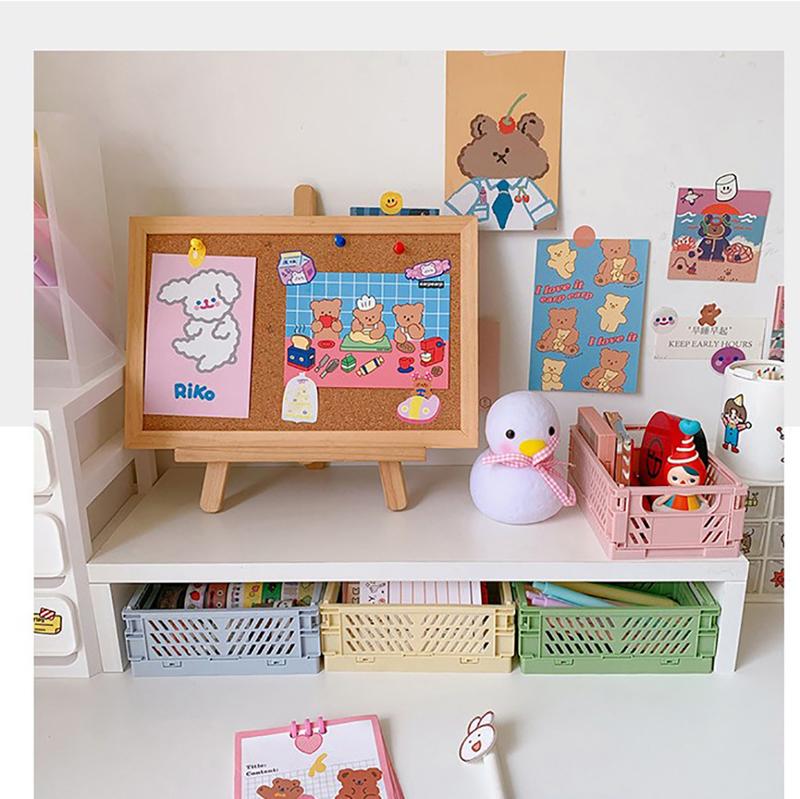 Korean Folding Plastic Desktop Stationery Organizer Storage Box Large Capacity