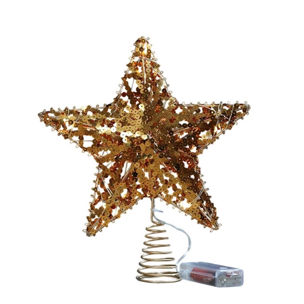 Christmas Tree Top Star Pendant Christmas Decoration Gift Gift Accessories Iron Luminous Five-pointed Star