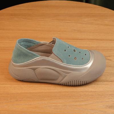 Летняя толстоподошвенная женская обувь одинарного ношения, ретро-отверстия и обувь кэжуал на одной педали, обувь на платформе, дышащая