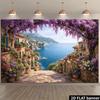 2D Mediterranean Coastal Town Backdrop, Wisteria Arch Banner