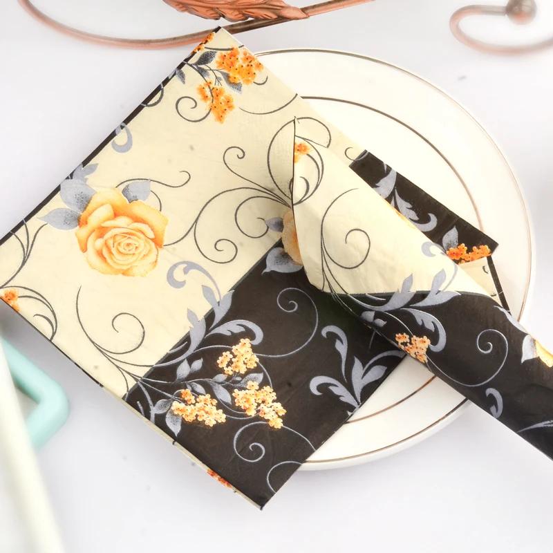 20pcs/Pac 33*33cm 2-Ply Disposable Party Napkin Floral Pattern