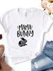 Женская футболка Мама Зайчик Принт Футболка Женская с коротким рукавом Круглый вырез Свободная футболка Дамская Повседневная футболка Одежда Топы