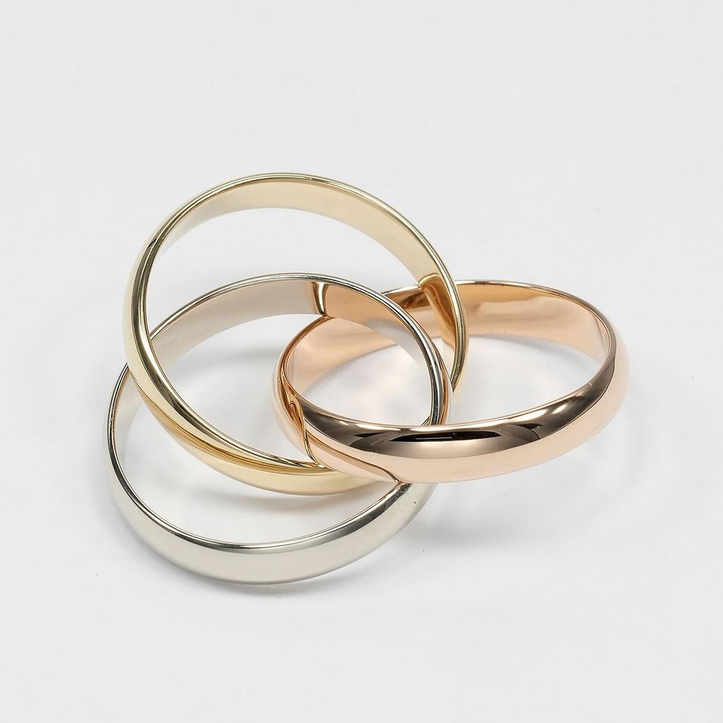 CARTIER Trinity Ring 0.1" band K18 Gold (YGxPGxWG) #4.3(US Size) 6.66g Women Used
