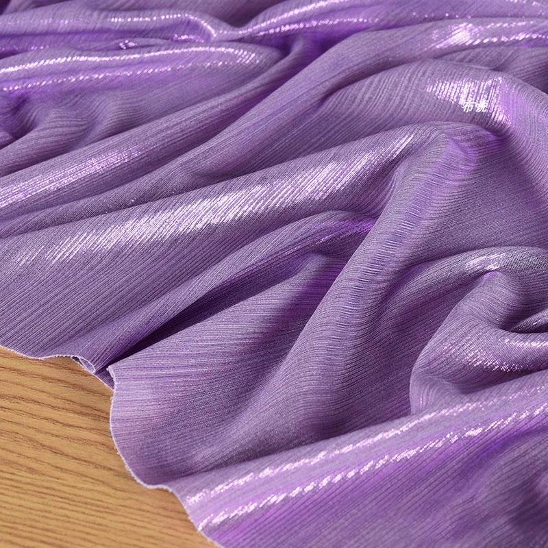 1x1.45 Meter Metallic Gliter Soft Fabric Shiny Gold Silver Fashion High Stretch Bright Silky Cloth for Diy Sewing Dress Fabrics