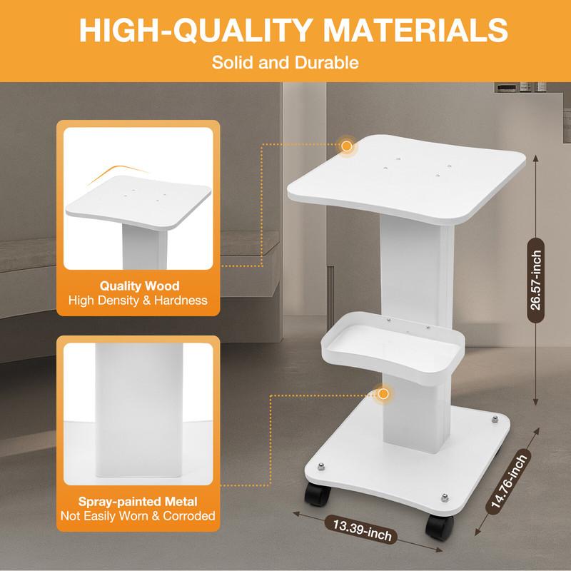 Multifunctional Beauty Cart Salon Rolling Trolley 88Lbs Load 360° Quiet Wheels Large Panel Beauty Tools for Salon Hospital