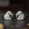 Handmade Sitting Elephant Ornament Small Tea Pet Mini Cute Statue Living Room Tea Table Decoration for Tea Lovers Friend