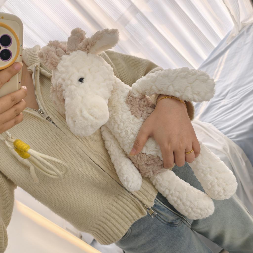 Плюшевая игрушка белый единорог с тиснением, кукла жираф