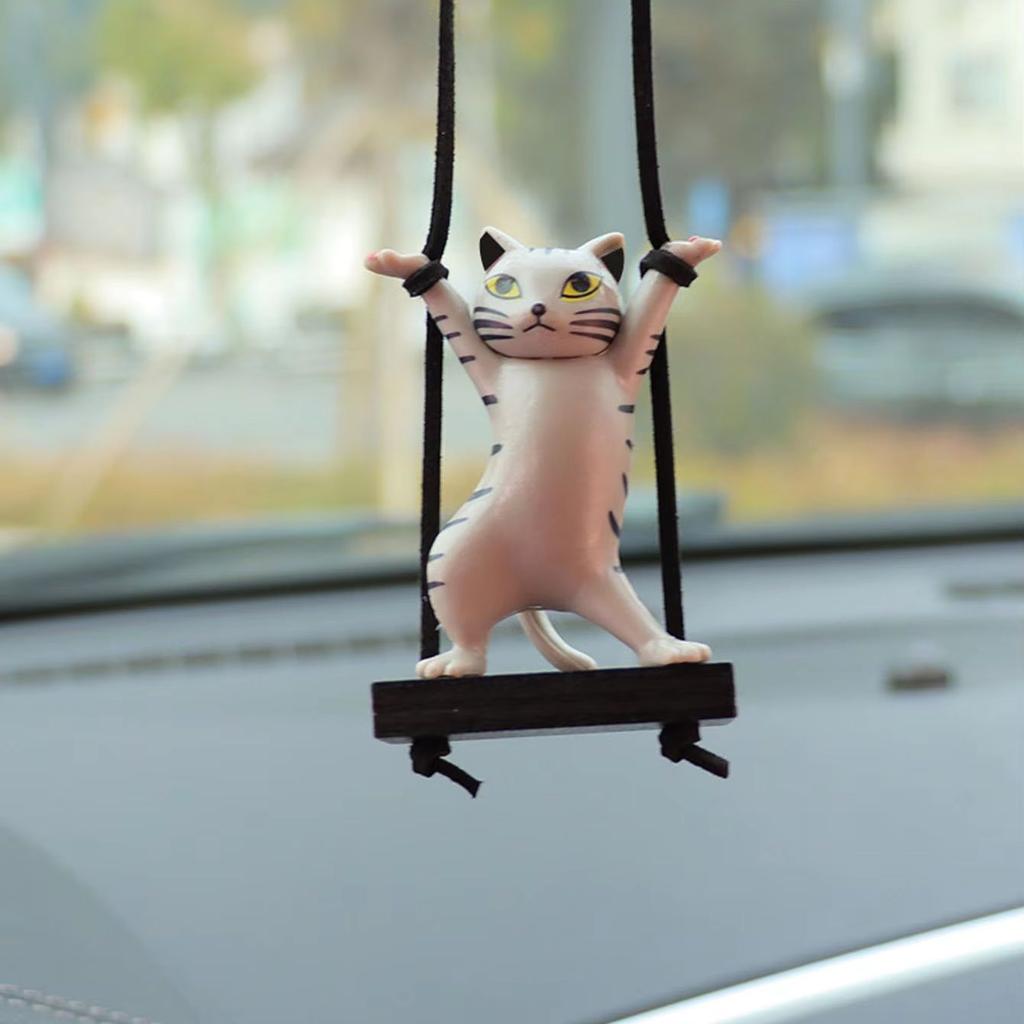 1pc Cat Car Pendant Car Interior Decoration, Cute Cat Dancing, Creative Car Interior Rearview Mirror Decoration Pendant