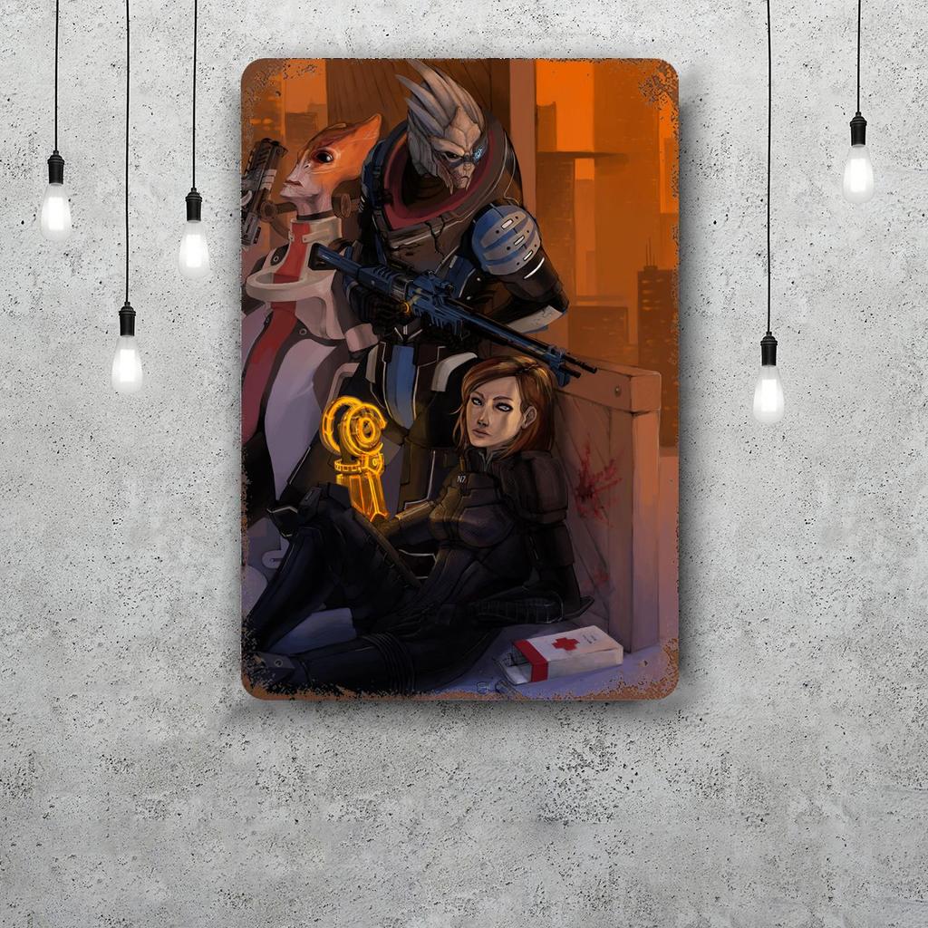 Гаррус Крупным Планом Mass Effect Винтажные Металлические Жестяные Вывески Постеры Декор Ретро Металлическая Табличка Настенное Искусство Декор для Гаража Бара