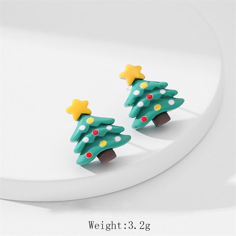 Прекрасные акриловые серьги-гвоздики с ушками Санта-Клауса и лося, женские украшения