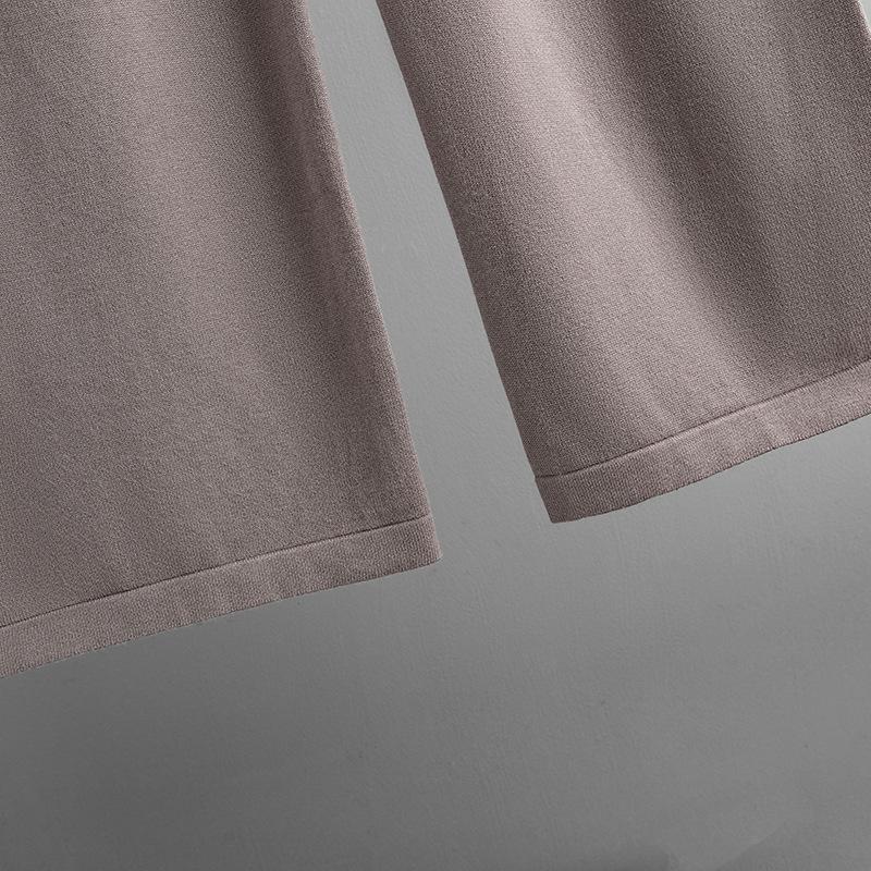 Autumn and Winter Women's Knitted Sweater Set High Neck Solid Color Slit Sweater Loose Casual Long Sleeve Tops Long PantsTwo Piece Set