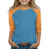 Tops For Youth Girls 4-16 Years Round Neck 3/4 Sleeves T-Shirts Trendy Tops Outfit Tees
