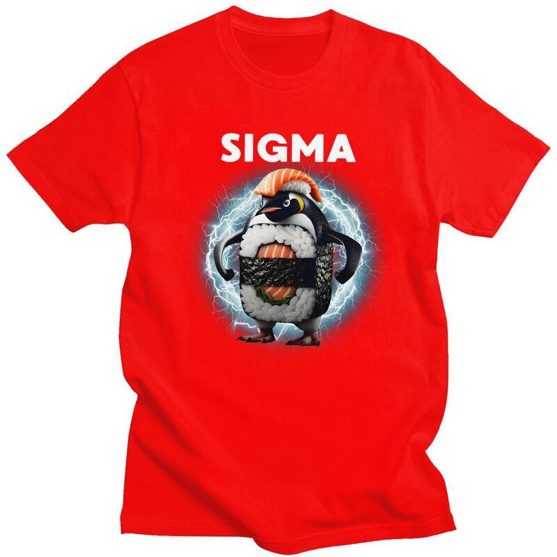 Sigma Italian Brainrot Meme Penguin Sushi T Shirt for Men Tshirt Fashion Short Sleeve Tee Shirt Slim Fit Clothing Gift