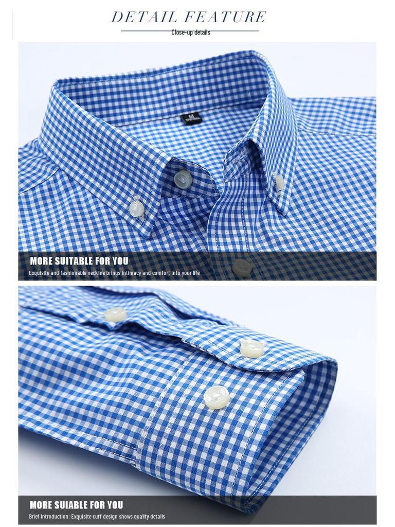 Мужская приталенная рубашка в полоску из чистого хлопка в клетку