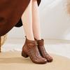Summer New Breathable Hollow Martin Cool Boots Casual First Layer Cowhide Retro Thick High-heeled Mother Hole Shoes