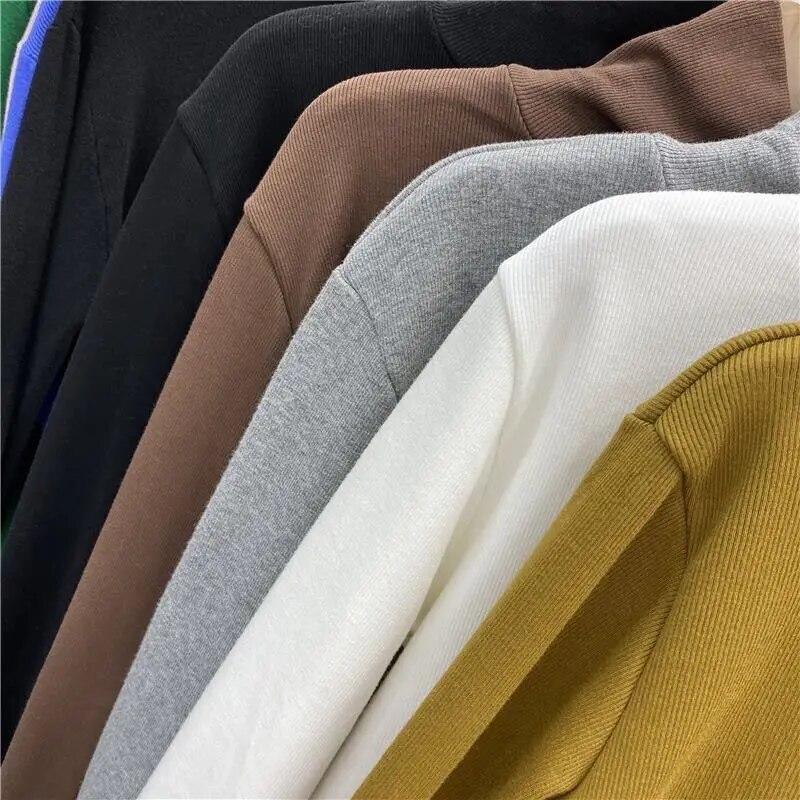 Теплый трикотаж, плюшевая утолщенная водолазка, базовая рубашка, женский пуловер, тонкий топ с длинными рукавами, простой повседневный новый модный осенне-зимний вариант