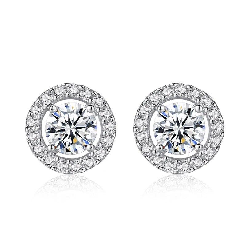 Женские серьги-гвоздики с настоящим муассанитом и полными камнями, женские серьги-гвоздики из стерлингового серебра с платиновым покрытием, блестящие лабораторные бриллианты, свадебные украшения