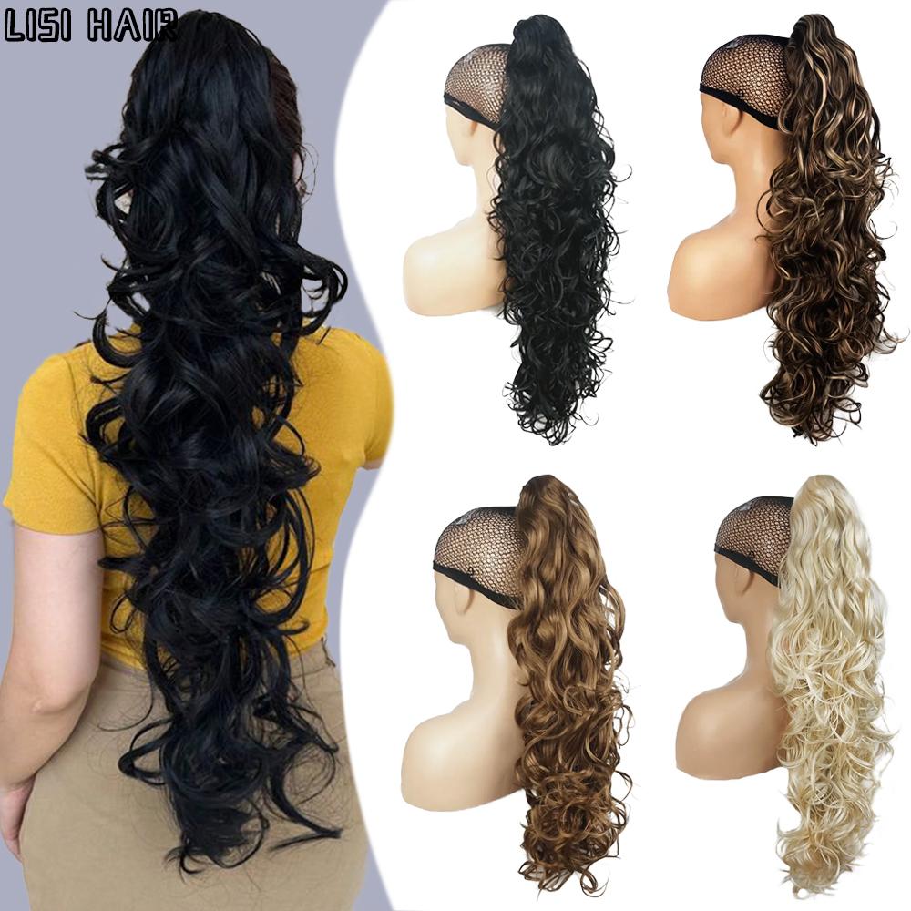 MISSQUEEN Синтетический длинный хвост с волнистыми когтями на заколке для наращивания волос в хвосте, черный хвост с конским хвостом для женщин, повседневная вечеринка